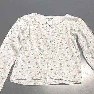 Pink angle grey flower kids size 14 top